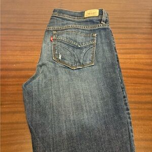 Levi's 505 Womens 10 Dark Wash Stretch High Rise Straight Jeans